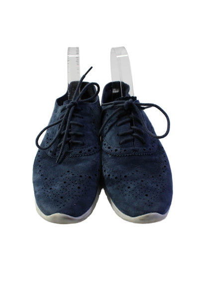 Zero Grand Cole Haan Womens Navy Suede Brogue Lace Up Sneakers Shoes Size 8.5B