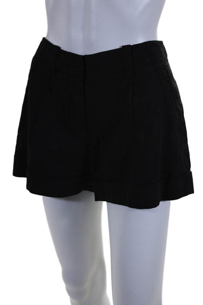 Theory Womens Linen Pleated Front Mid Rise Zip Up Lorie Shorts Black Size 2