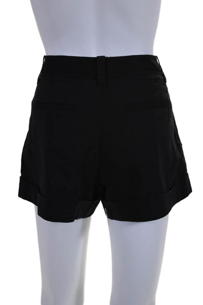 Theory Womens Linen Pleated Front Mid Rise Zip Up Lorie Shorts Black Size 2