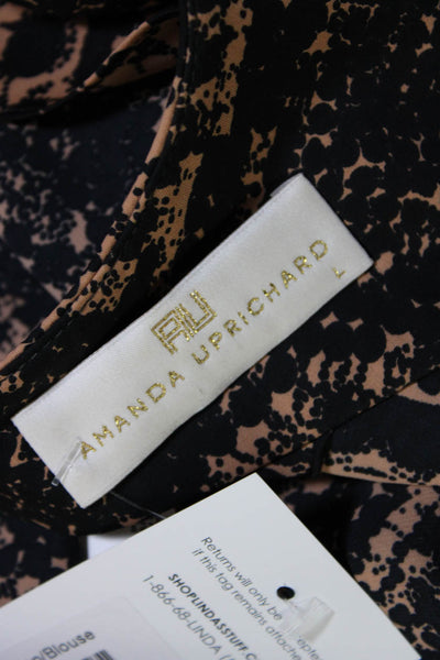 Amanda Uprichard Womens Brown Printed Open Back Sleeveless Blouse Top Size L
