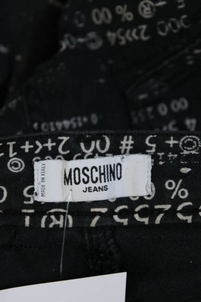 Moschino Womens Zip Front Tapered Leg Abstract Print Jeans Black 28 in