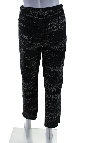 Moschino Womens Zip Front Tapered Leg Abstract Print Jeans Black 31 in