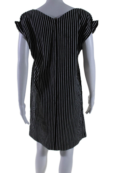 Piazza Sempione Womens Sleeveless Back Zip Striped Dress White Black 44