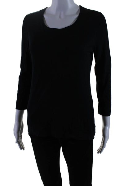 Akris Punto Womens Pullover Long Sleeve Basic T Shirt Black Size 6 US