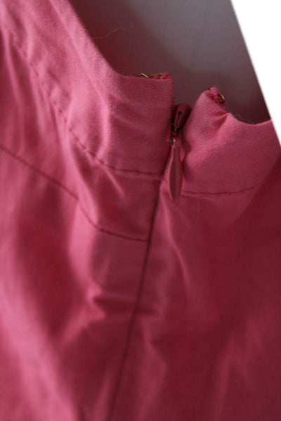 Kate Spade Womens Cotton Round Neck Back Buttoned Peplum Blouse Pink Size 12