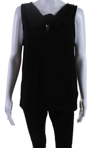 Kate Spade Womens Cotton Ruched Tied Sleeveless Pullover Blouse Black Size XL