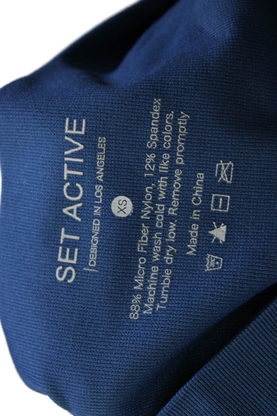 Set Active Womens High rise Seamless Athletic Leggings Blue Size XS