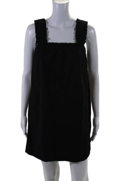 Something Navy Womens Black Textured Squared Neck Sleeveless Mini Dress Size S