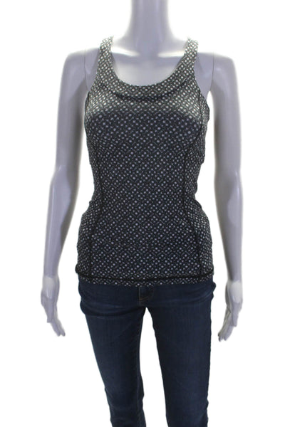 Lululemon Womens Geometric Printed  Athletic Double Layered Top Black Size M