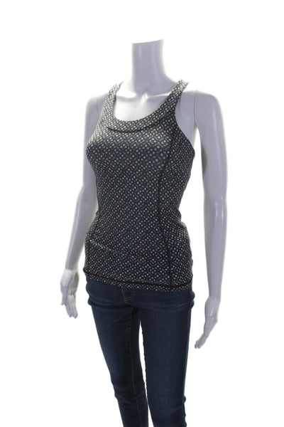 Lululemon Womens Geometric Printed  Athletic Double Layered Top Black Size M