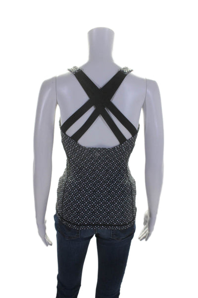 Lululemon Womens Geometric Printed  Athletic Double Layered Top Black Size M