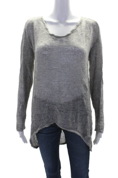 Helmut Lang Womens Wool Distressed Textured Long Sleeve Sweater Gray Size S