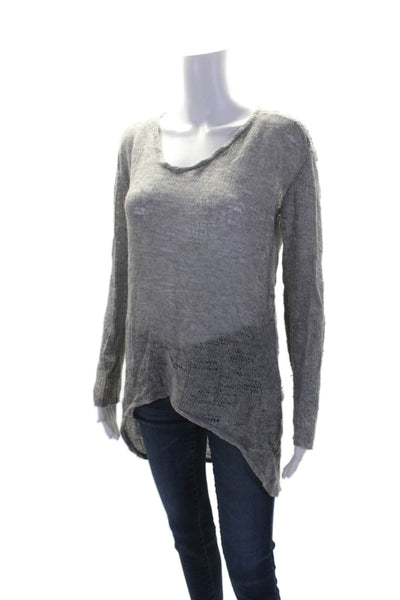 Helmut Lang Womens Wool Distressed Textured Long Sleeve Sweater Gray Size S