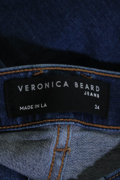 Veronica Beard Womens Cotton Embroidered Logo Bell Bottom Jeans Blue Size 24