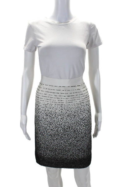 Kate Spade New York Womens White Black Printed Zip Back A-line Skirt Size 10