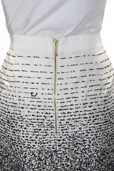 Kate Spade New York Womens White Black Printed Zip Back A-line Skirt Size 10