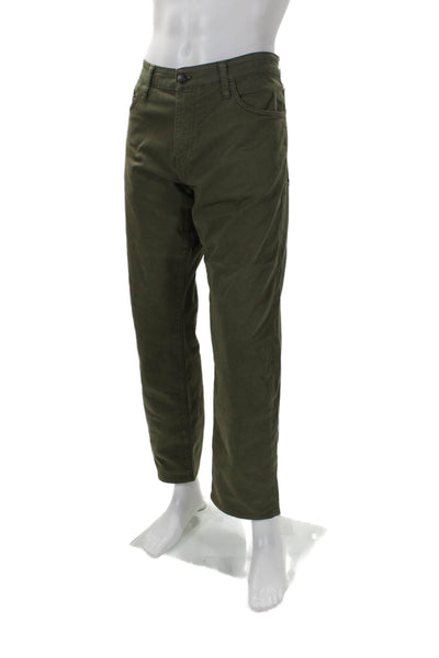 Mavi Jeans Mens Olive Green Cotton Flat Front Straight Leg Pants Size 35X30