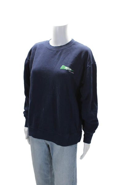 Ayda Womens Cotton Crew Neck Long Sleeve Pullover Sweatshirt Top Navy Size S