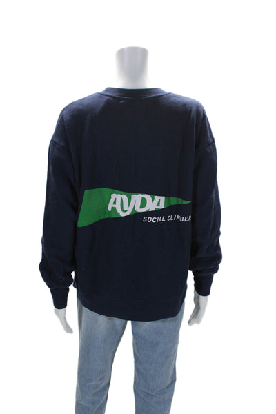 Ayda Womens Cotton Crew Neck Long Sleeve Pullover Sweatshirt Top Navy Size S