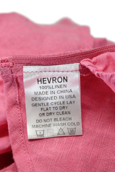 Hevron Womens Linen Square Neck Zip Up Cropped Bralette Tank Top Pink Size XS