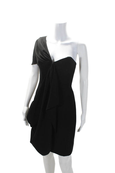 Shoshanna Womens Draped Sleeveless Zip Up Asymmetrical Mini Dress Black Size XS