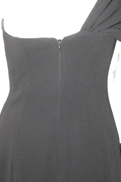 Shoshanna Womens Draped Sleeveless Zip Up Asymmetrical Mini Dress Black Size XS