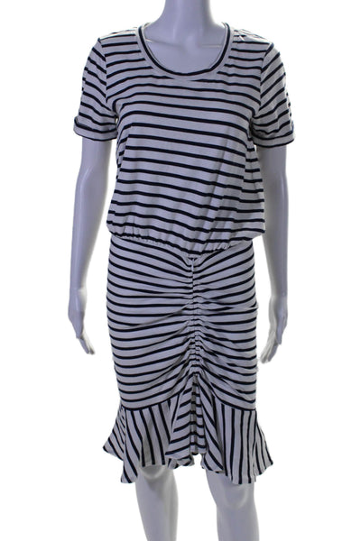 Veronica Beard Womens White Striped Scoop Neck Short Sleeve Mermaid Dress Size S