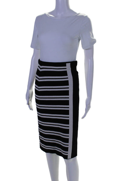 Theory Womens Striped Efersten Prosecco Pencil Skirt Black White Size Small