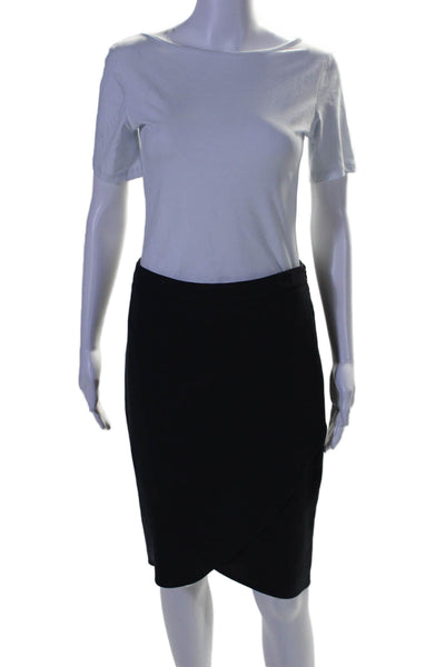 Max Mara Womens Zip Up High Waist Faux Wrap Pencil Skirt Black Size 4