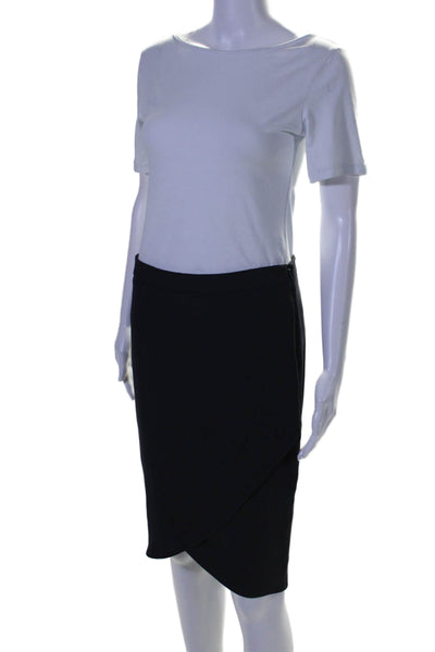 Max Mara Womens Zip Up High Waist Faux Wrap Pencil Skirt Black Size 4