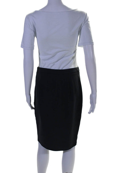 Max Mara Womens Zip Up High Waist Faux Wrap Pencil Skirt Black Size 4