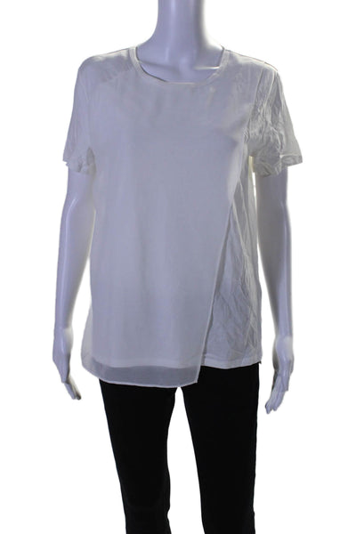 DKNY Womens Short Sleeves Pullover Tee Shirt White Cotton Blend Size Small