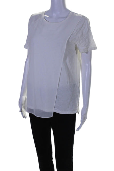 DKNY Womens Short Sleeves Pullover Tee Shirt White Cotton Blend Size Small