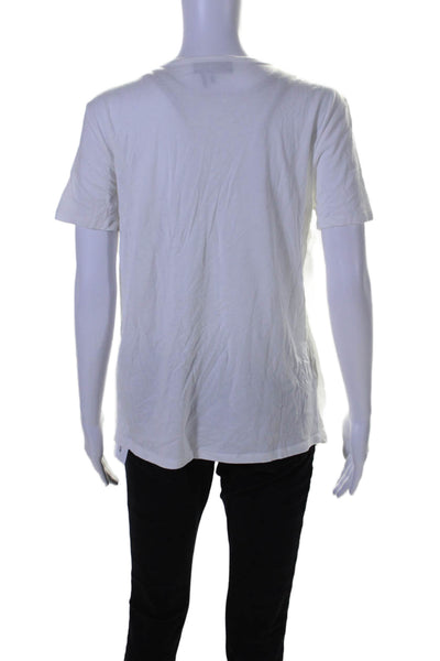 DKNY Womens Short Sleeves Pullover Tee Shirt White Cotton Blend Size Small