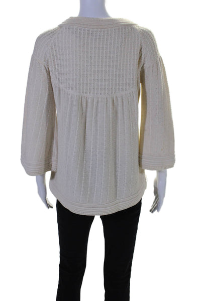 Elie Tahari Womens Button Down Long Sleeves Cardigan Sweater White Size Small