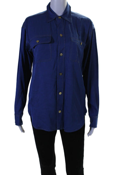 Polo Ralph Lauren Womens Button Down Long Sleeves Blouse Blue Size Extra Small