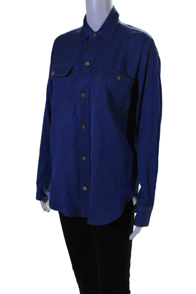 Polo Ralph Lauren Womens Button Down Long Sleeves Blouse Blue Size Extra Small