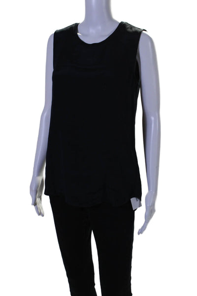 Theyskens Theory Womens Silk Bringal Sleeveless Tank Top Navy Blue Size Small