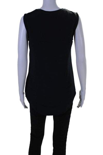 Theyskens Theory Womens Silk Bringal Sleeveless Tank Top Navy Blue Size Small