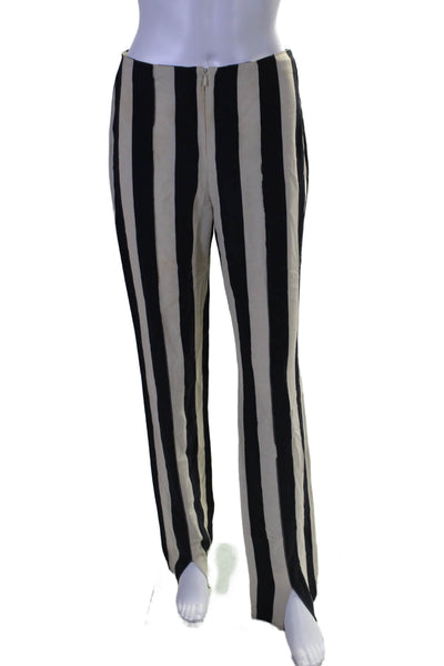 Courreges Womens Striped High Rise Straight Leg Pants Black White Size EUR 36