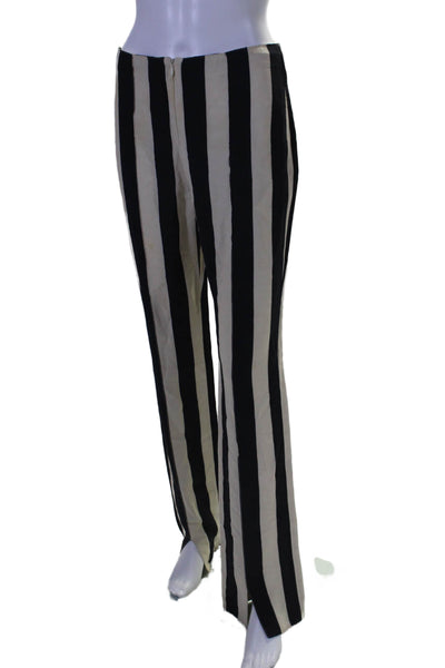 Courreges Womens Striped High Rise Straight Leg Pants Black White Size EUR 36