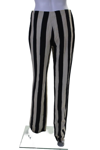 Courreges Womens Striped High Rise Straight Leg Pants Black White Size EUR 36