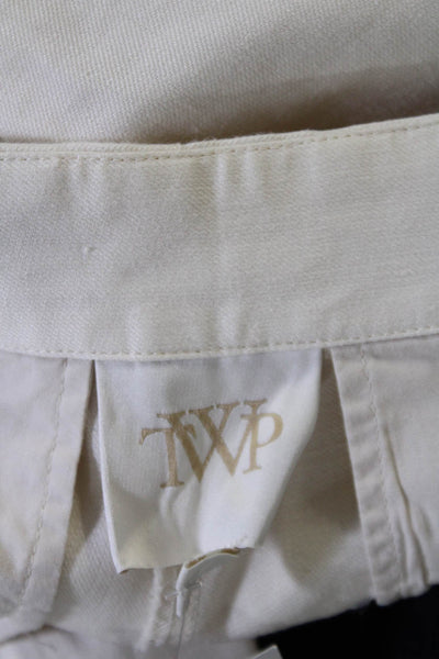 TWP Womens Zipper Fly High Rise Wide Leg Trouser Pants White Cotton Size 4