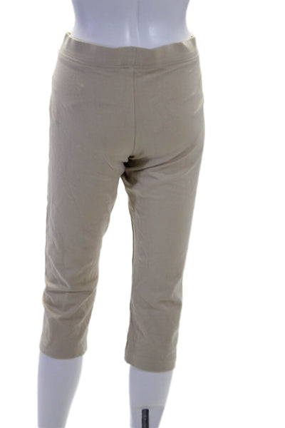 Trina Turk Womens Elastic Waist Cropped Slip-On Capri Pants Tan Size 10