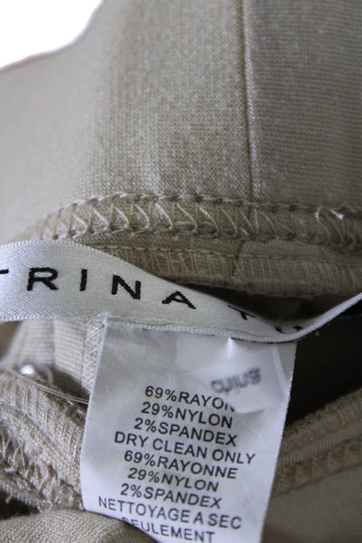 Trina Turk Womens Elastic Waist Cropped Slip-On Capri Pants Tan Size 10