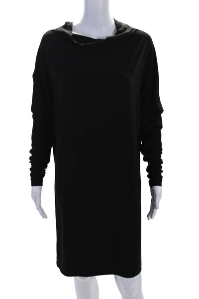 Norma Kamali Womens Mock Neck Batwing Long Sleeve Pullover Dress Black Size S