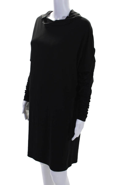 Norma Kamali Womens Mock Neck Batwing Long Sleeve Pullover Dress Black Size S