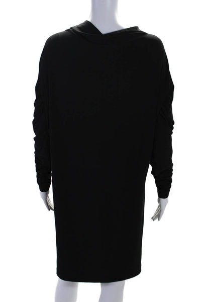 Norma Kamali Womens Mock Neck Batwing Long Sleeve Pullover Dress Black Size S