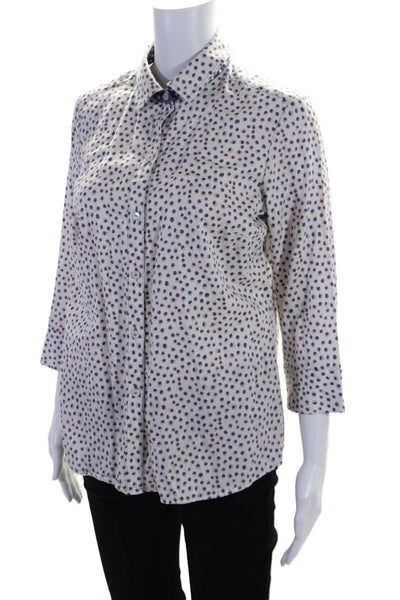 Foxcroft Womens Cotton Polka Dot Long Sleeve Buttoned Collared Top White Size 6