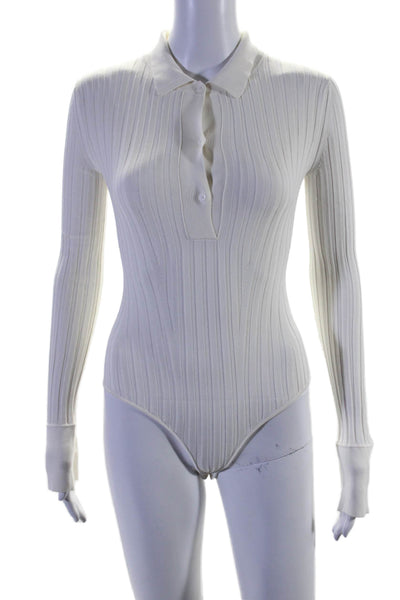 Galvan London Womens Long Sleeves Bodysuit Sweater White Size Extra Small